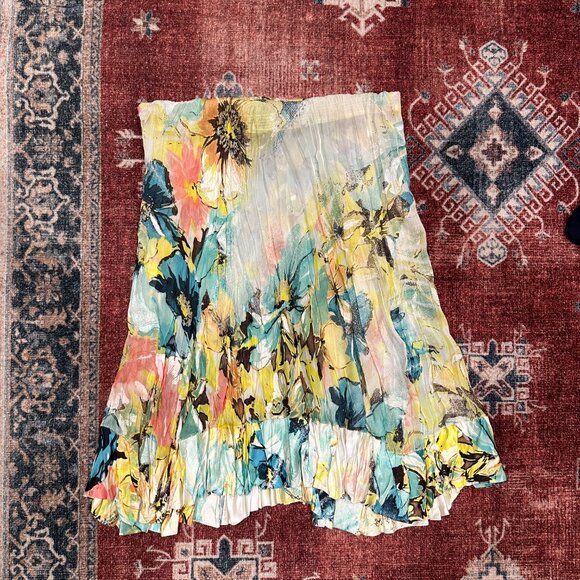 Roberto Cavalli Silk Floral Tropical Print Knee Skirt, size L - Picture 4 of 7